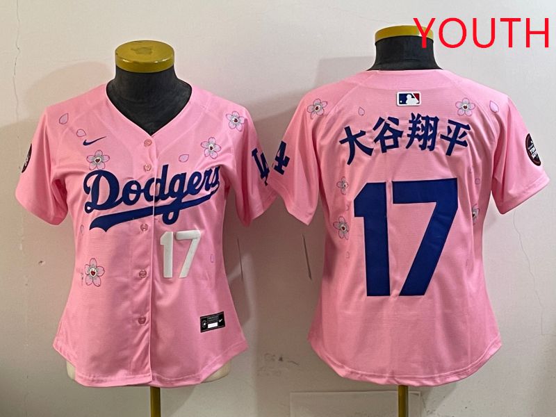 Youth Los Angeles Dodgers #17 Ohtani Pink Sakura Edition 2025 Nike MLB Jersey style 7->youth mlb jersey->Youth Jersey